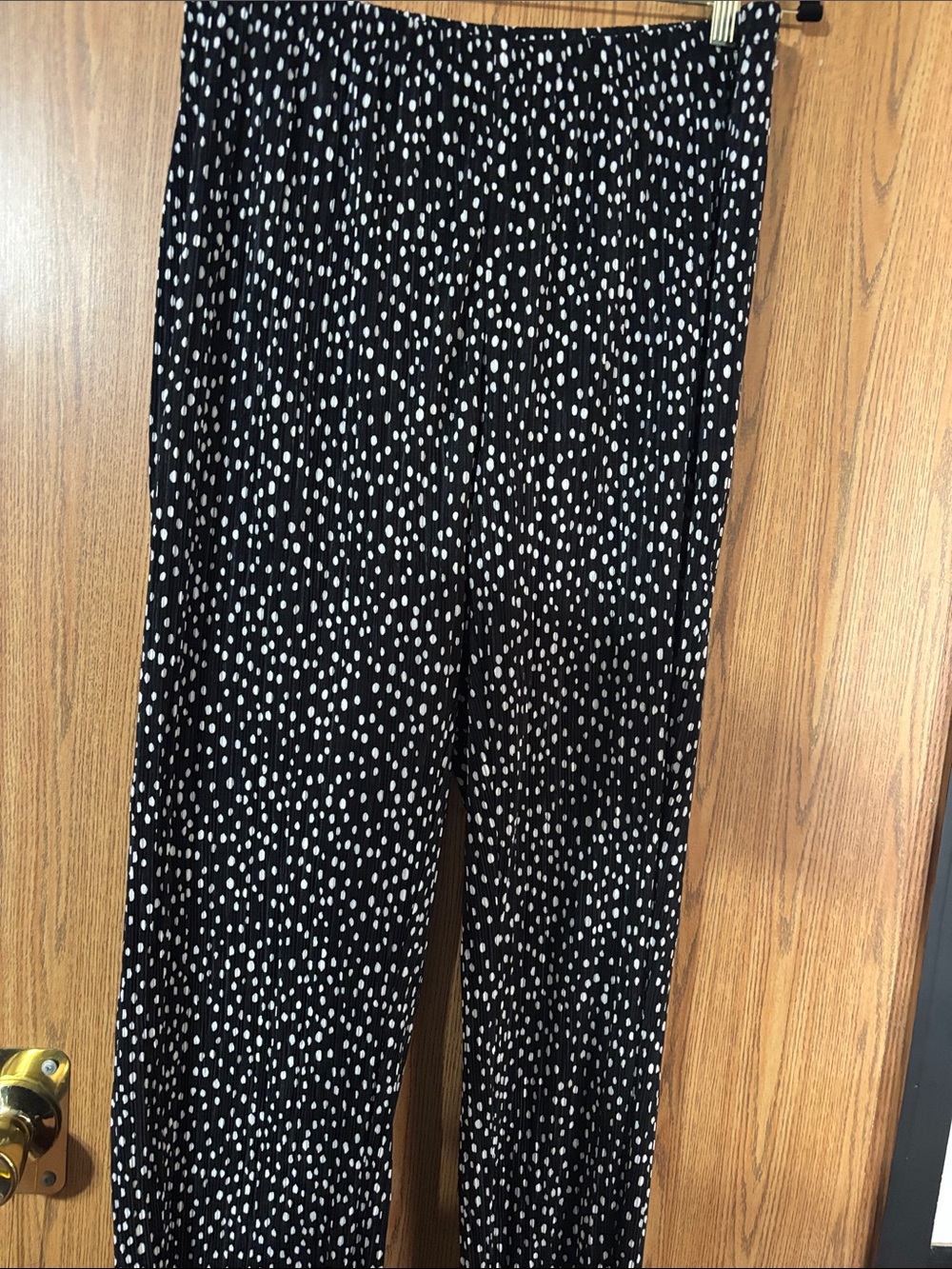 Black & White Dot Wide-Leg Pull-On Pants